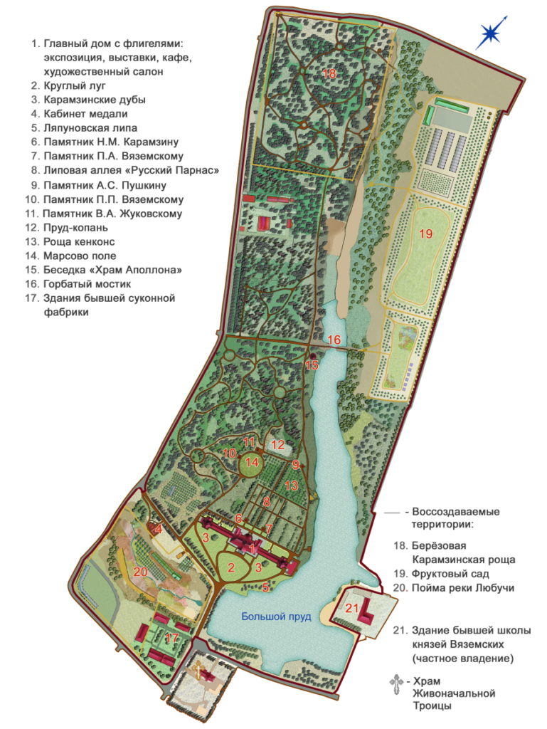 План схема Музея усадьбы Остафьево
